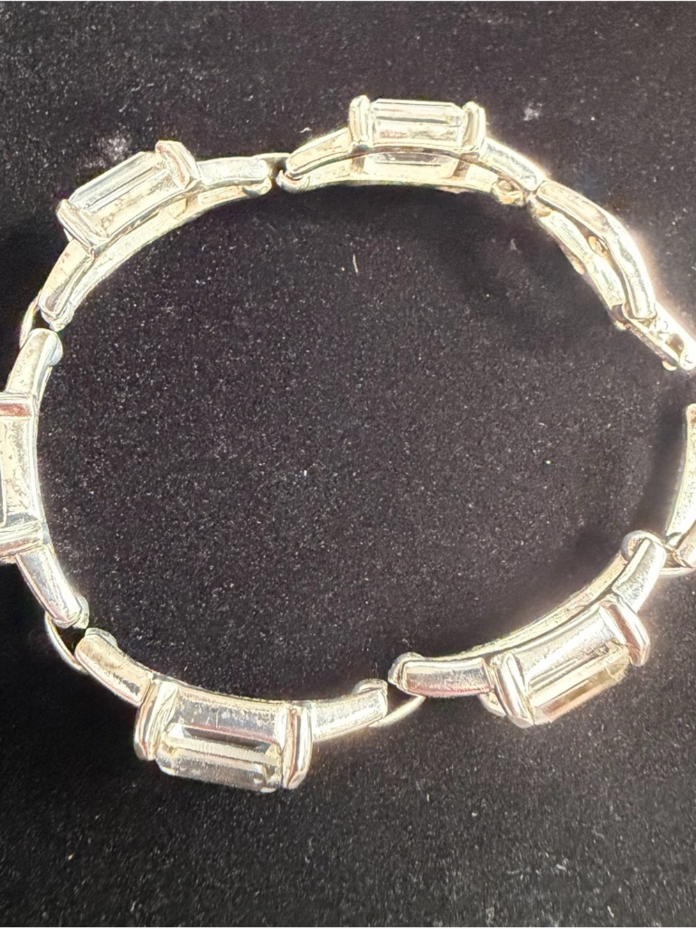 Swarovski Silver-Tone Clear Emerald-Cut Crystal Link Bracelet - Picture 10 of 10